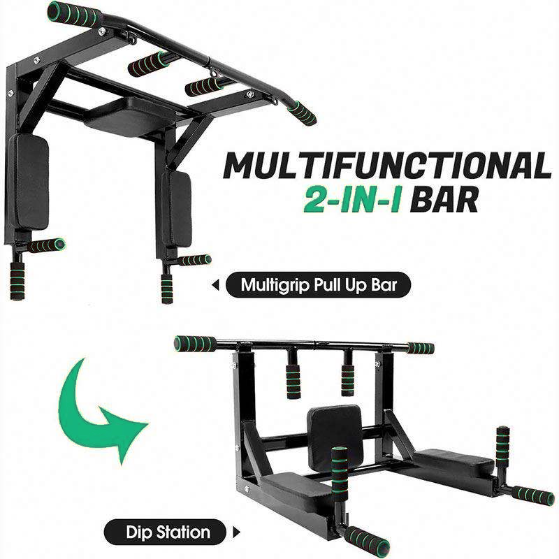 Steel Pull-Up Bar Wall-Mount Multi-Grip